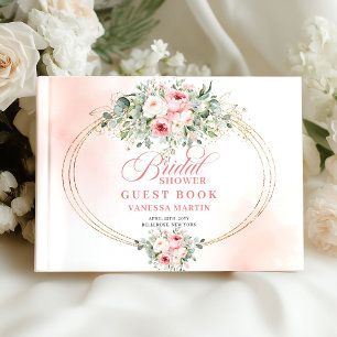 Hübsches Boho-Rosa-Rosen-Hochzeitsdusche-Gästebuch Gästebuch