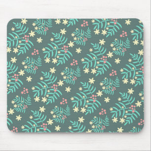 Hübsches botanisches Blätter- und Beeren-Blau-Must Mousepad