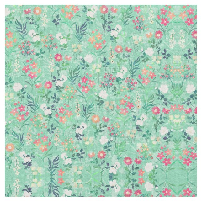 Hübsches botanisches Blumenmuster Stoff (Nahaufnahme)