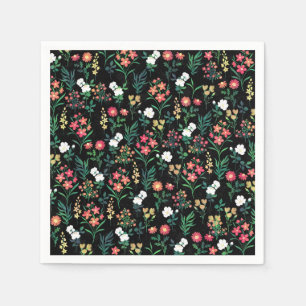 Hübsches botanisches Schwarzes Muster Serviette
