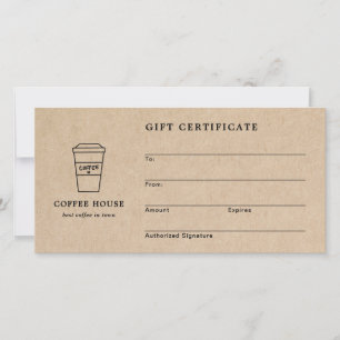Hübsches braunes Kaffeegeschäft Geschenkgutschein