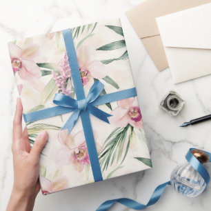 Hübsches Brautparty für tropische Orchideen-Blume Geschenkpapier