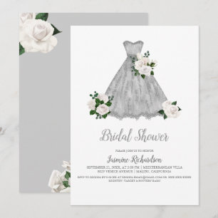 Hübsches Brautparty Weiß und Silber Einladung