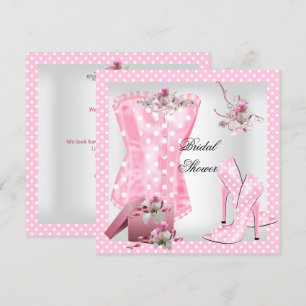 Hübsches Brautparty Weißrosa Korsett Polka Dots Einladung