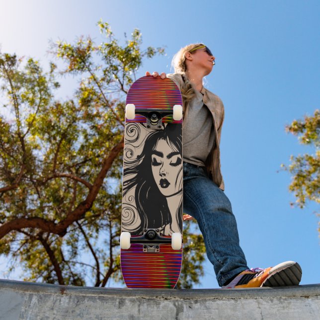 HÜBSCHES BRÜNETTES BOHEMISCHES MIRL-Skateboard Skateboard (Außenbereich 1)