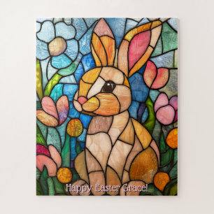 Hübsches Buntglas-Osterhasen-Puzzle