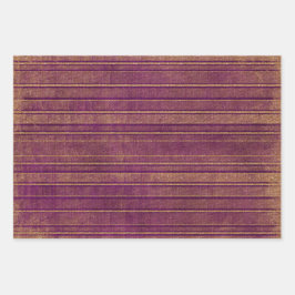 Hübsches Burgundy Burnt Orange Stripes Muster Geschenkpapier Set