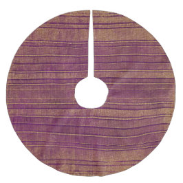 Hübsches Burnt Orange Burgundy Stripes Muster Polyester Weihnachtsbaumdecke