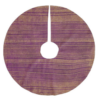 Hübsches Burnt Orange Burgundy Stripes Muster Polyester Weihnachtsbaumdecke