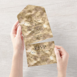 Hübsches Champagner Gold Glam All In One Einladung