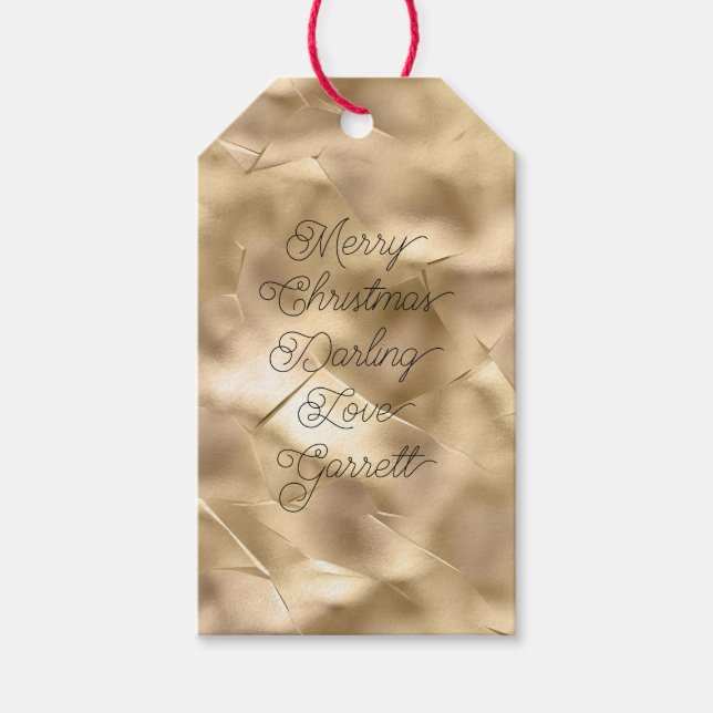 Hübsches Champagner Gold Glam Geschenkanhänger (Vorderseite)