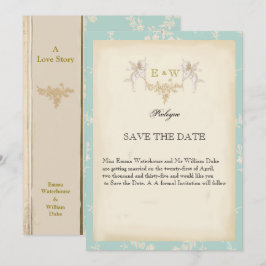 Hübsches Cherub-Buch mit blass blauen Hochzeiten Save The Date