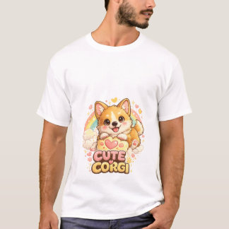 Hübsches Corgi-Welpen-Regenbogen-T-Shirt – Süßer H T-Shirt