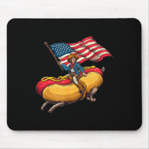 Hübsches Cowboy-Wiener-Hotdog-Kostüm mit US-Farben Mousepad