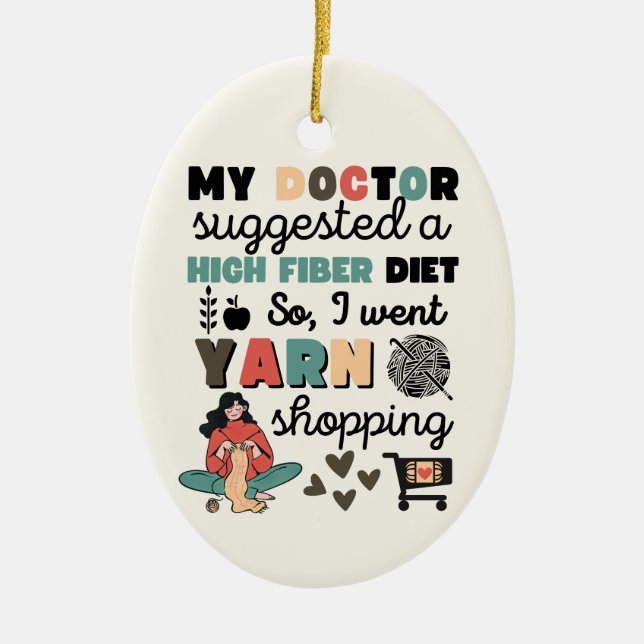 Hübsches Crochet-Strickgeschenk, Haken, Garn, Spaß Keramik Ornament (Vorne)