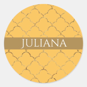 Hübsches Daffodidgold Quatrefolie Personalisiert  Runder Aufkleber