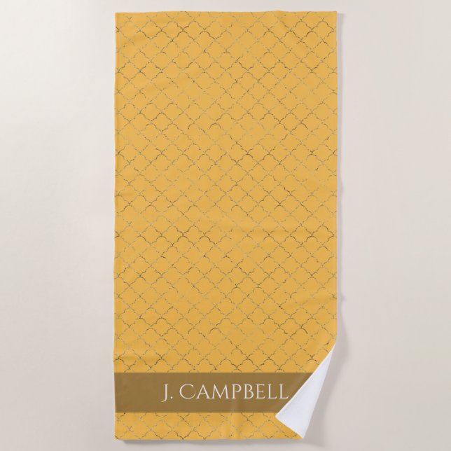 Hübsches Daffodidgold Quatrefolie Personalisiert Strandtuch (Vorderseite)