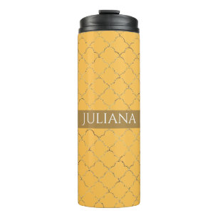 Hübsches Daffodidgold Quatrefolie Personalisiert Thermosbecher