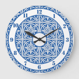 Hübsches Delft färbt Blau und Weiß Große Wanduhr