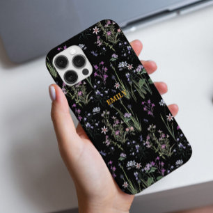 Hübsches Ditsy Floral Pattern Schwarzes Violett iPhone 16 Pro Hülle