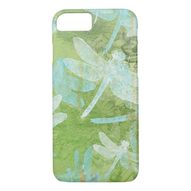 Hübsches Dragonfly-Green-Blue-Muster Case-Mate iPhone Hülle (Rückseite)