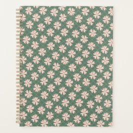 Hübsches dunkelgrünes Pastell rosa Blumenmuster Planer