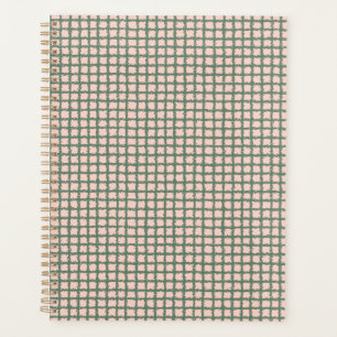 Hübsches dunkelgrünes Pastellrosa Kariertes Muster Planer