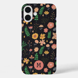 Hübsches dunkles Muster Monogramm iPhone 16 Plus Hülle