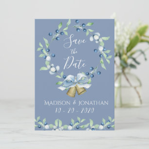 Hübsches Dusty Blue Wreath Save The Date