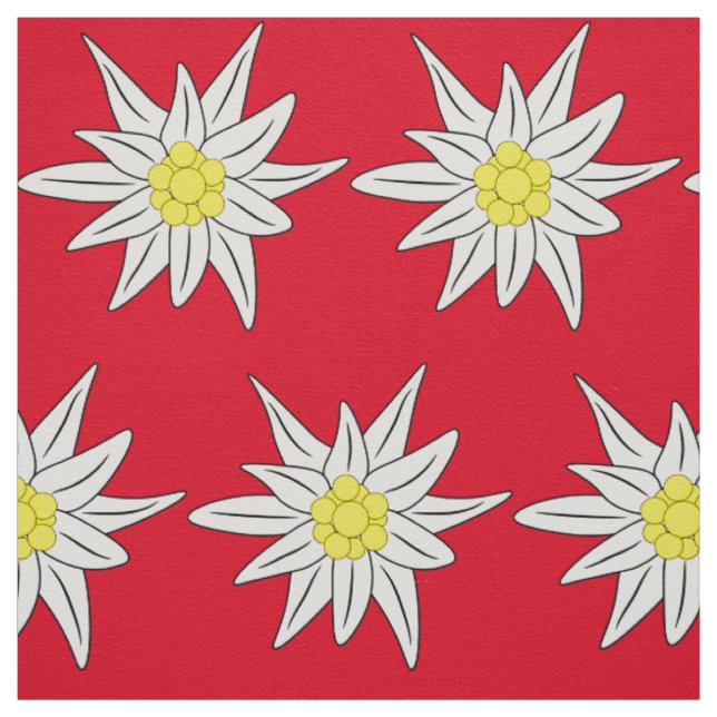 Hübsches Edelweiß-Rot-Weiß-Blumenmuster Stoff (Muster)
