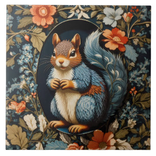 Hübsches Eichhörnchen im Stil von William Morris Fliese