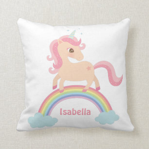 Hübsches Einhorn auf Regenbogen Mädchen Zimmer Dek Kissen