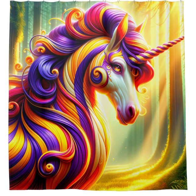 Hübsches Einhorn Duschvorhang (Vorderseite)