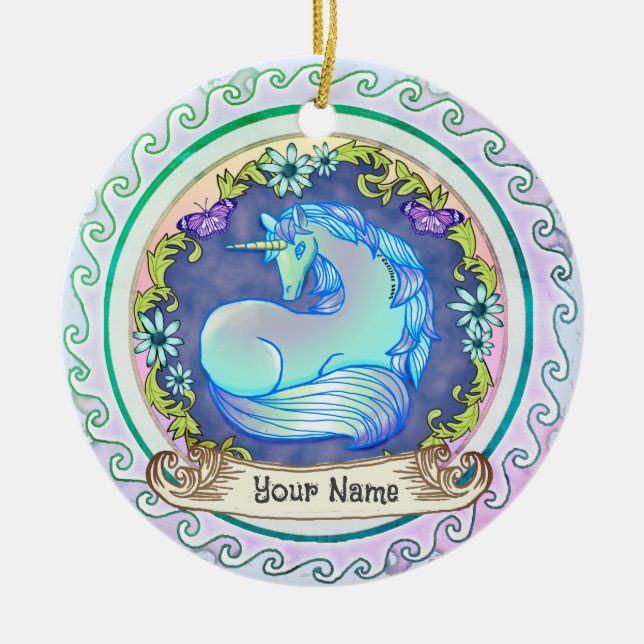 Hübsches Einhorn Keramik Ornament (Vorne)