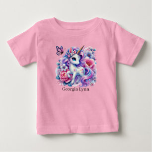 Hübsches Einhorn Namen hinzufügen Fantasy Baby T-shirt