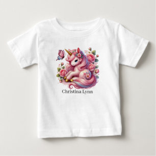 Hübsches Einhorn Namen hinzufügen Fantasy Baby T-shirt