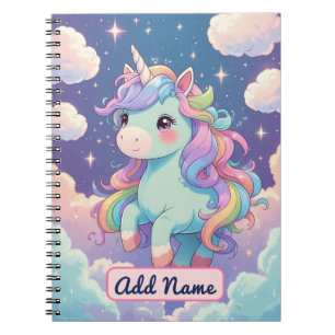 Hübsches Einhorn Notizbuch – Anpassbarer Name Notizblock