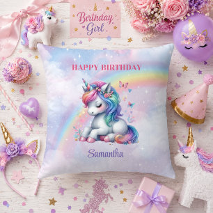 Hübsches Einhorn Pastell Magisches Mädchen Geburts Kissen