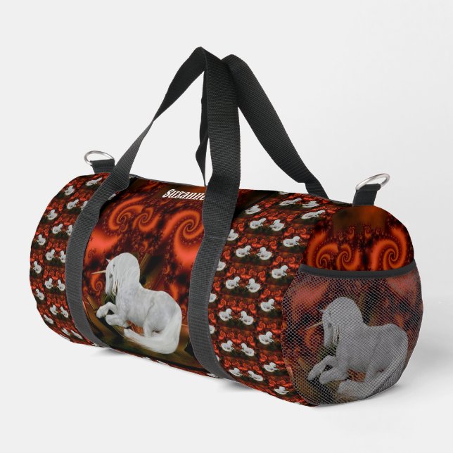 Hübsches Einhorn Personalisiert Duffle Bag (Rechte Ecke)