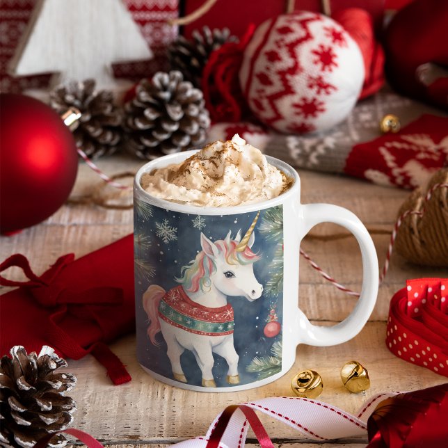 Hübsches Einhorn Personalisierte Weihnachten Zweifarbige Tasse (Von Creator hochgeladen)