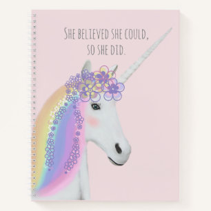 Hübsches Einhorn Regenbogen Rosa Rosa Rose Bläsche Notizbuch