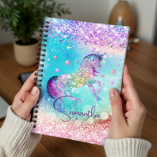 Hübsches Einhorn rosa Glitter Regenbogen aqua Mono Planer