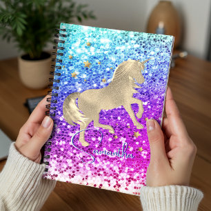 Hübsches Einhorn rosa Glitter Regenbogen Gold Mono Planer