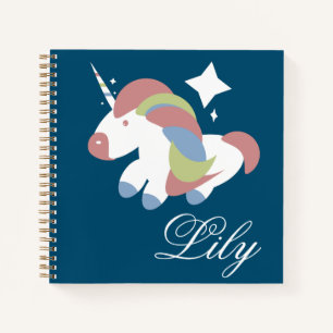 Hübsches Einhorn tänzelt im Funkel-Burst-Design Notizbuch