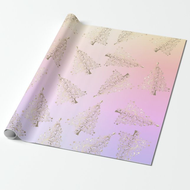 Hübsches, elegantes Weihnachtsbaummuster Geschenkpapier (Ungerollt)
