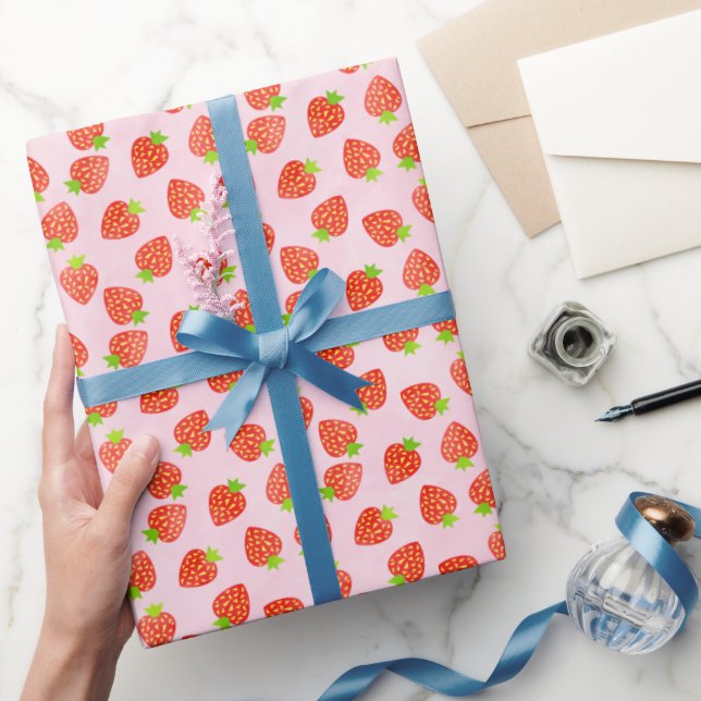 Hübsches Erdbeermuster Geschenkpapier (Schenken)