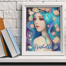Hübsches Ethereal-Mädchen mit Personalisierten Blu Poster