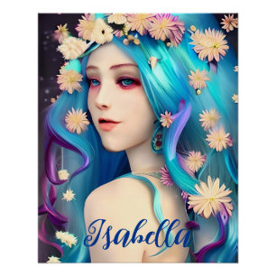 Hübsches Ethereal-Mädchen mit Personalisierten Blu Poster