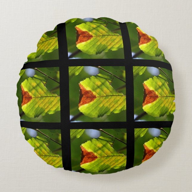 Hübsches Fallblatt Rundes Kissen (Vorderseite)
