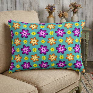 Hübsches farbenfrohes Retro-Blumen-Akzentschminkki Dekokissen